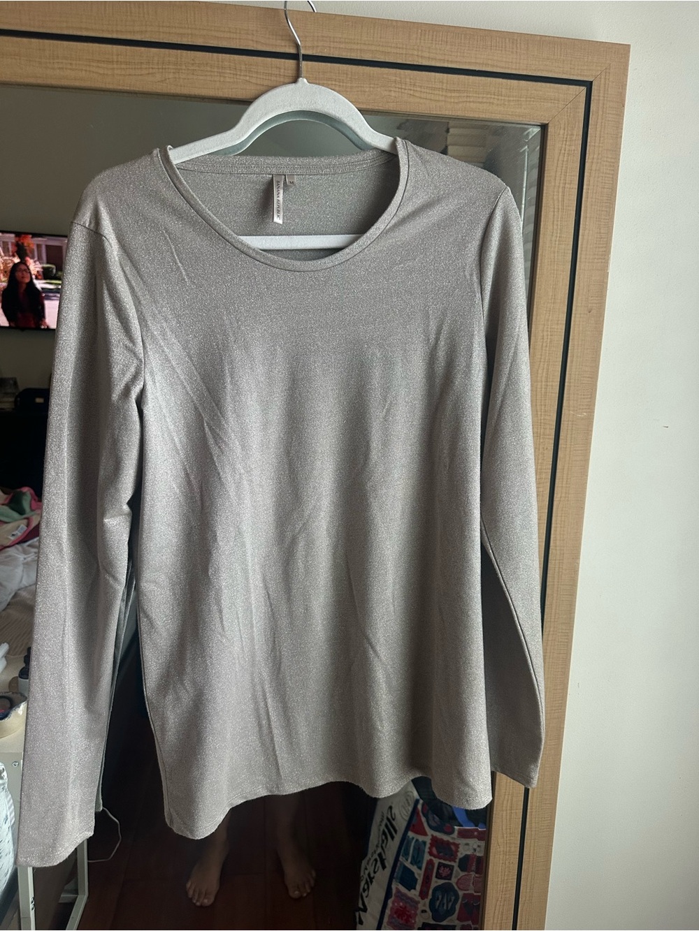 Banana Republic Long-Sleeve Crewneck Top - Metallic Gray